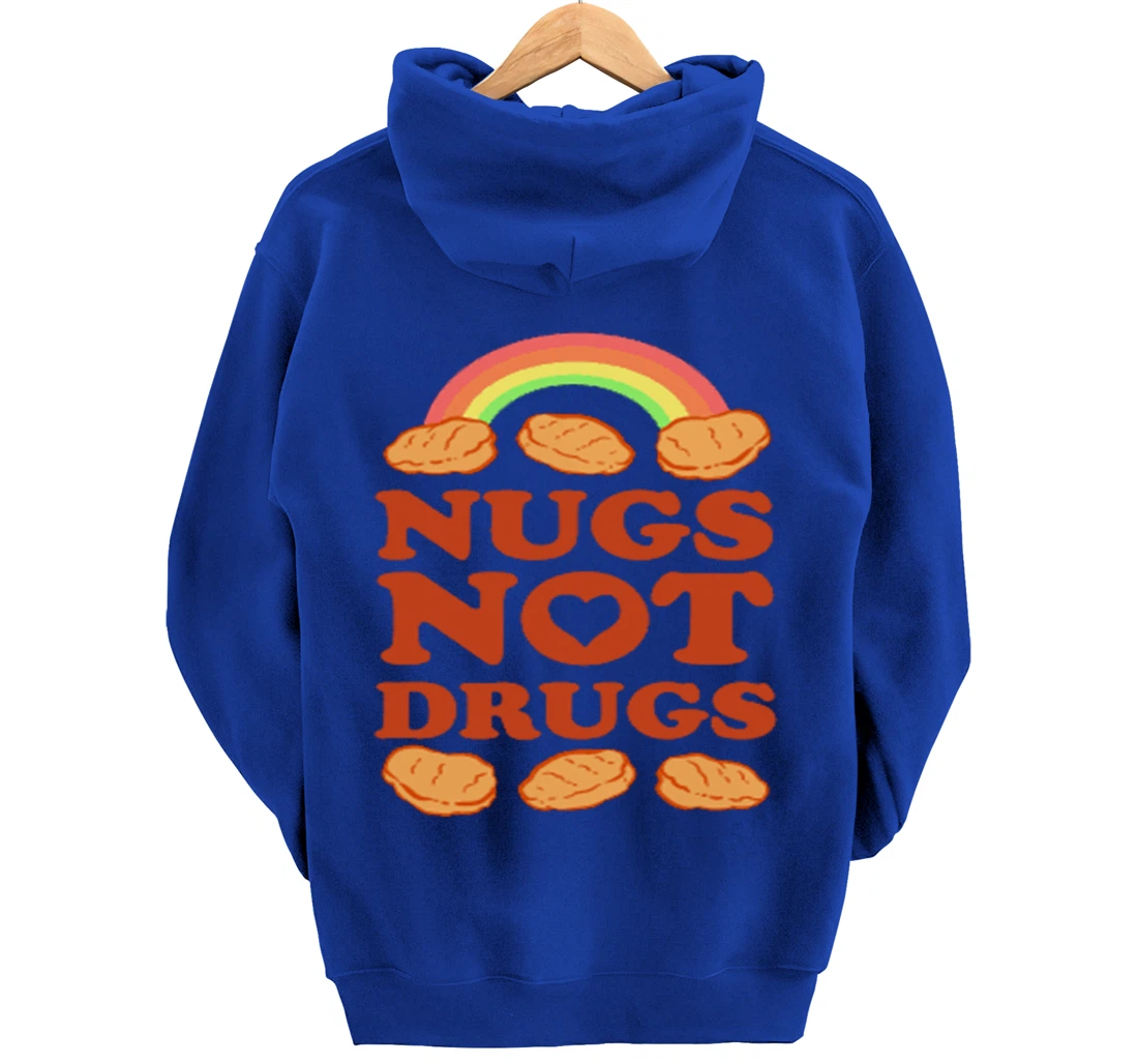 Nugs Not Drugs Costume, Fast Food Pun, Funny Chicken Nugget Pullover Hoodie