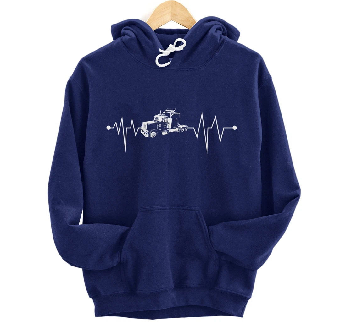 Semi-Truck Driver Heartbeat | Proud Trucking Career Gift Pullover Hoodie