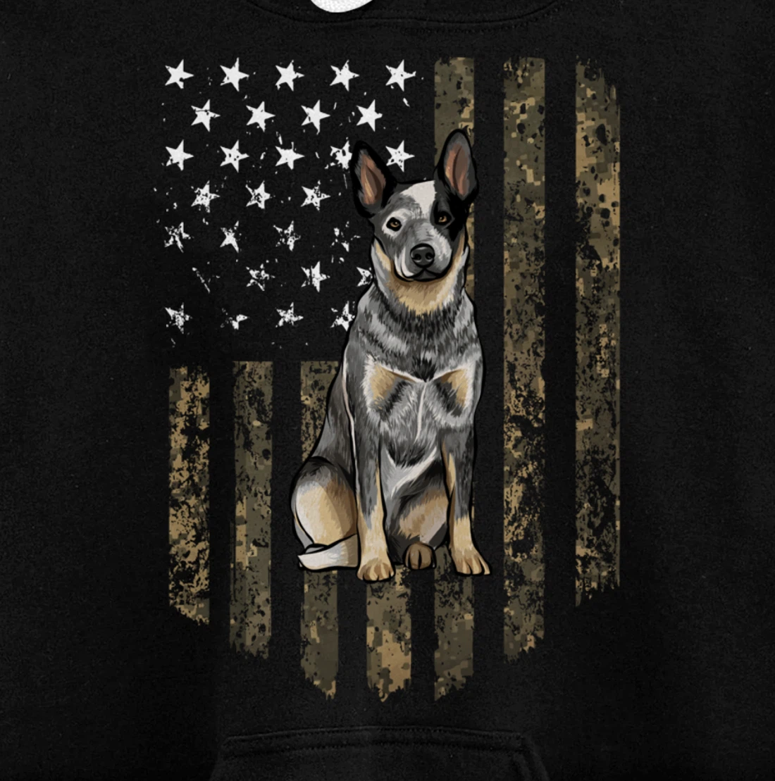 Camo American Flag Australian Cattle Dog 4th Of July USA Pullover Hoodie