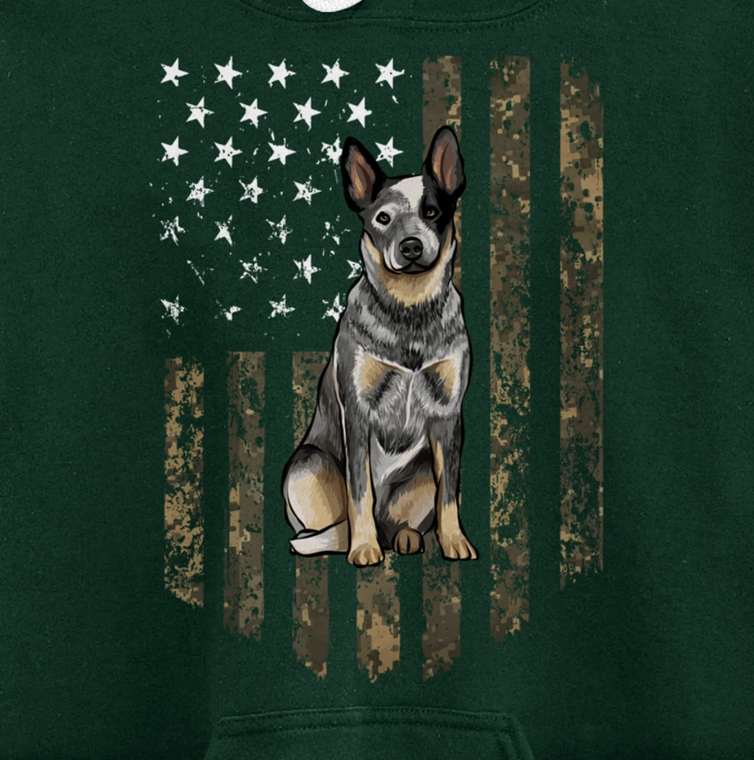 Camo American Flag Australian Cattle Dog 4th Of July USA Pullover Hoodie