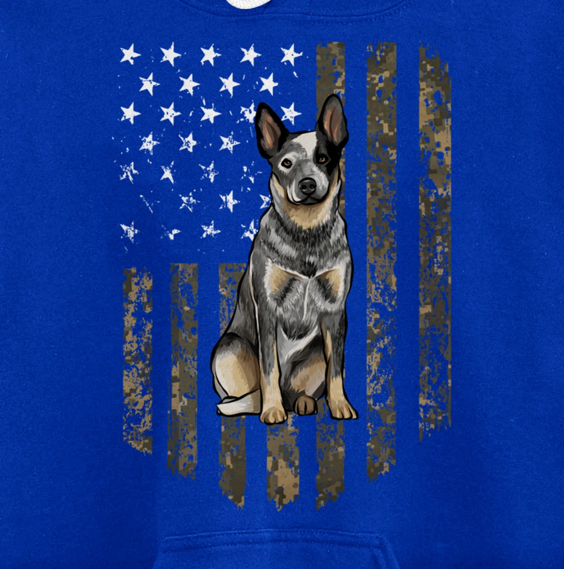 Camo American Flag Australian Cattle Dog 4th Of July USA Pullover Hoodie
