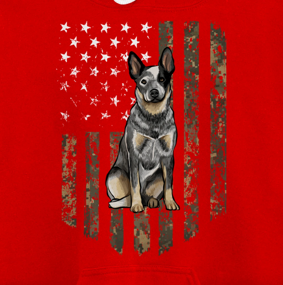 Camo American Flag Australian Cattle Dog 4th Of July USA Pullover Hoodie