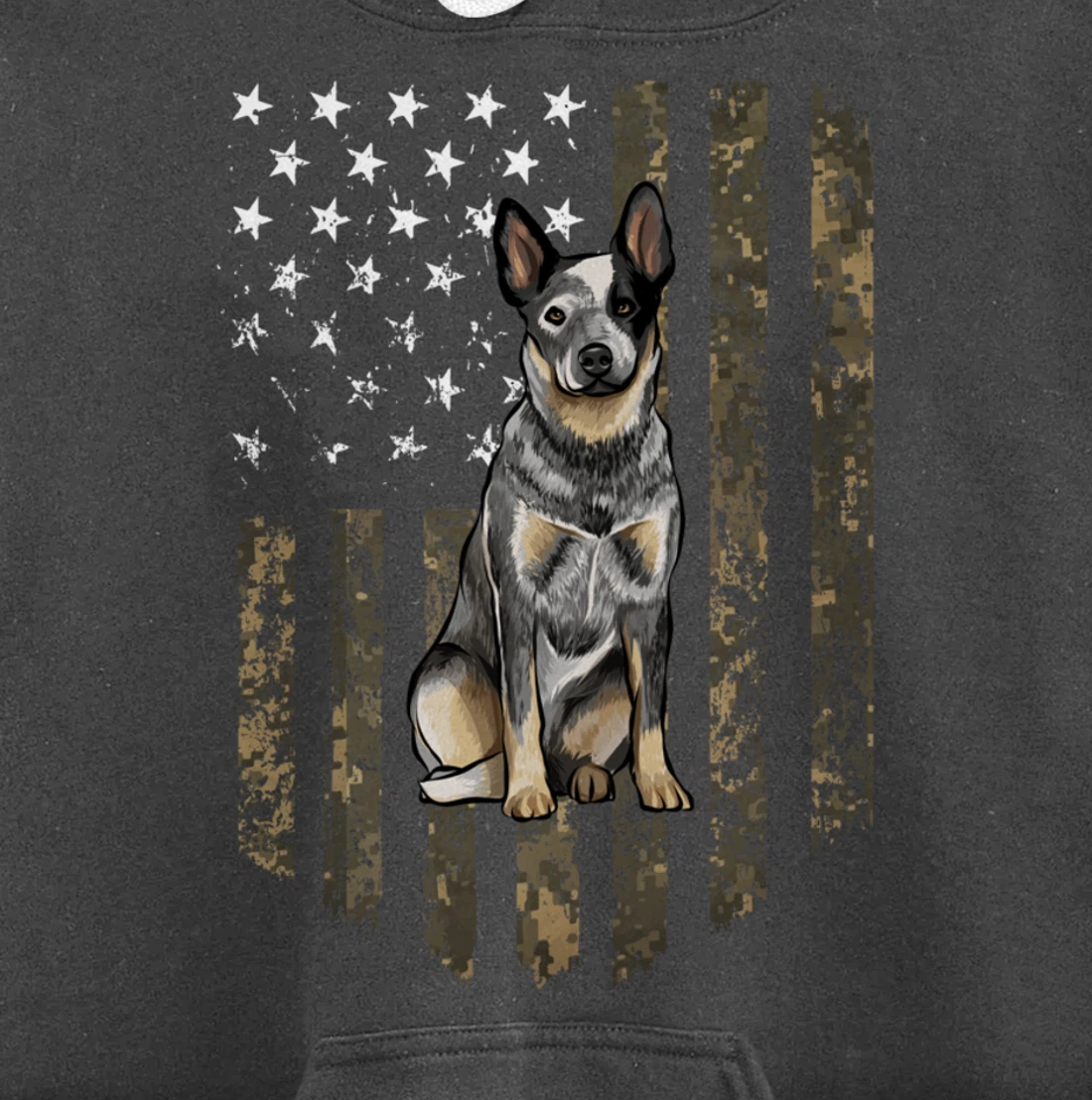 Camo American Flag Australian Cattle Dog 4th Of July USA Pullover Hoodie