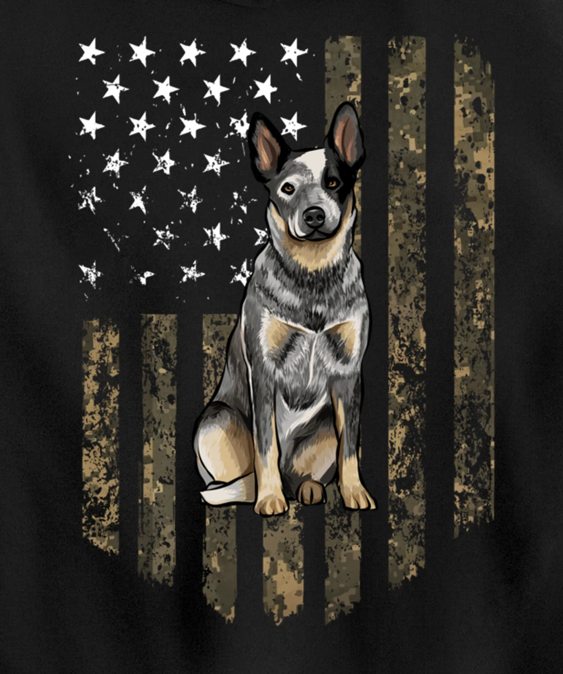 Camo American Flag Australian Cattle Dog 4th Of July USA Pullover Hoodie