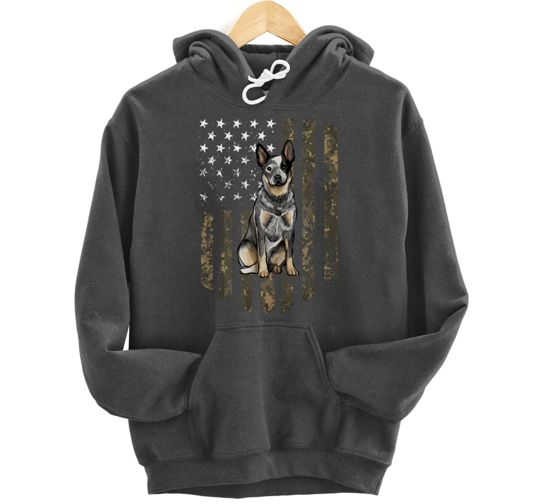 Camo American Flag Australian Cattle Dog 4th Of July USA Pullover Hoodie