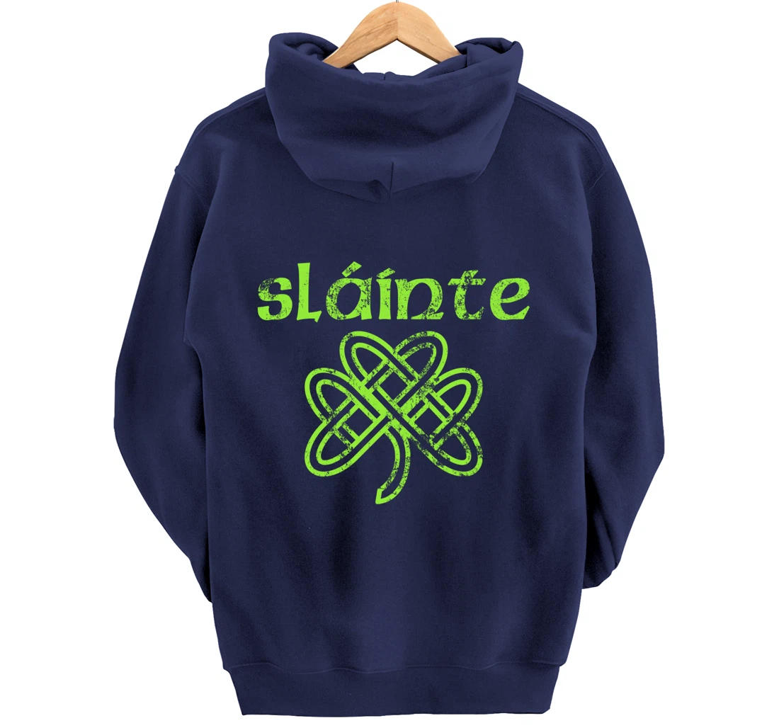 Vintage Slainte Cute Cheers Good Health Fun St Patricks Day Pullover Hoodie