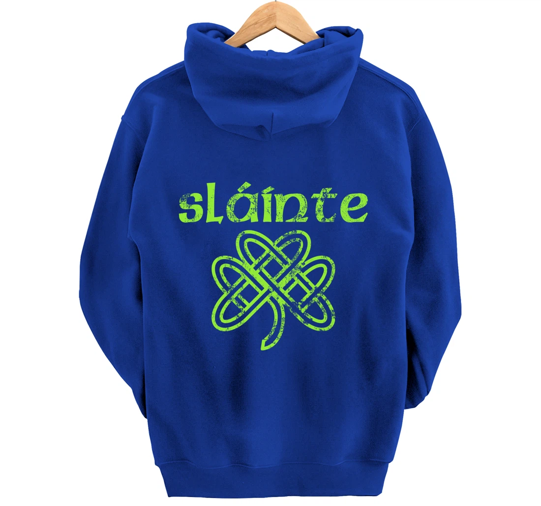 Vintage Slainte Cute Cheers Good Health Fun St Patricks Day Pullover Hoodie