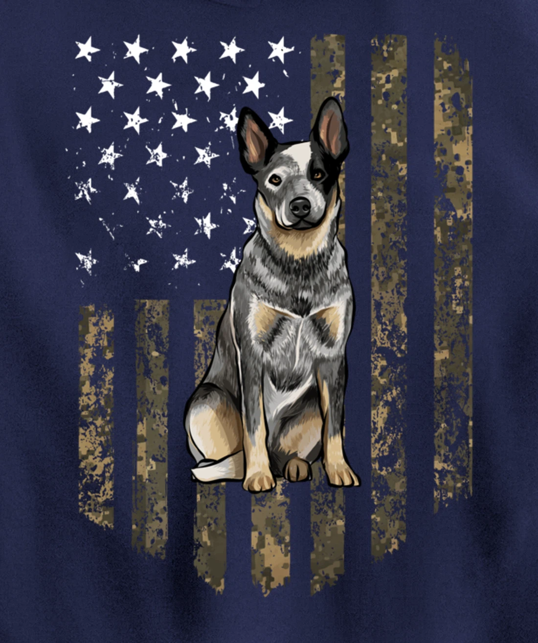 Camo American Flag Australian Cattle Dog 4th Of July USA Pullover Hoodie