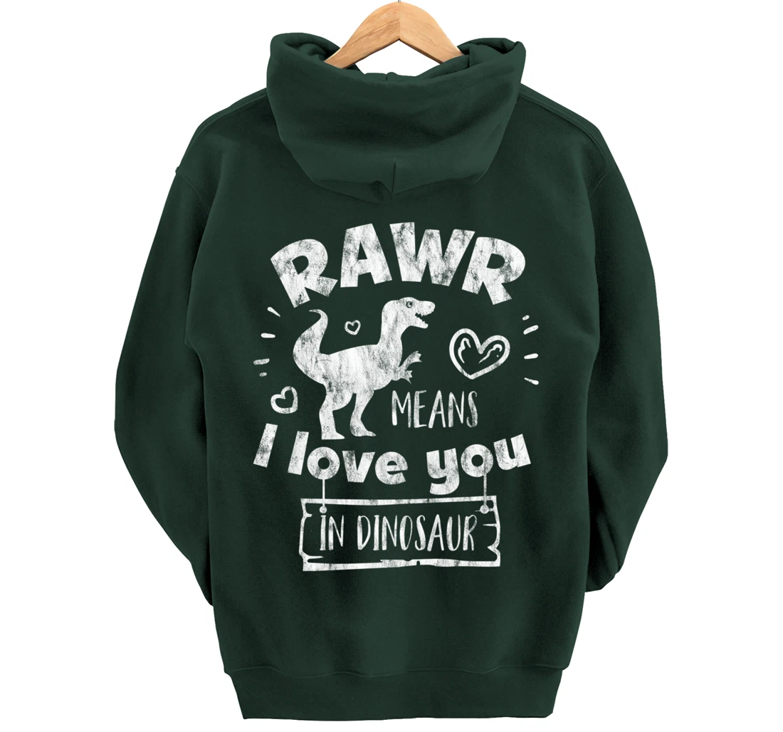 Valentine's Day T-Rex RAWR Means I Love You in Dinosaur Gift Pullover Hoodie