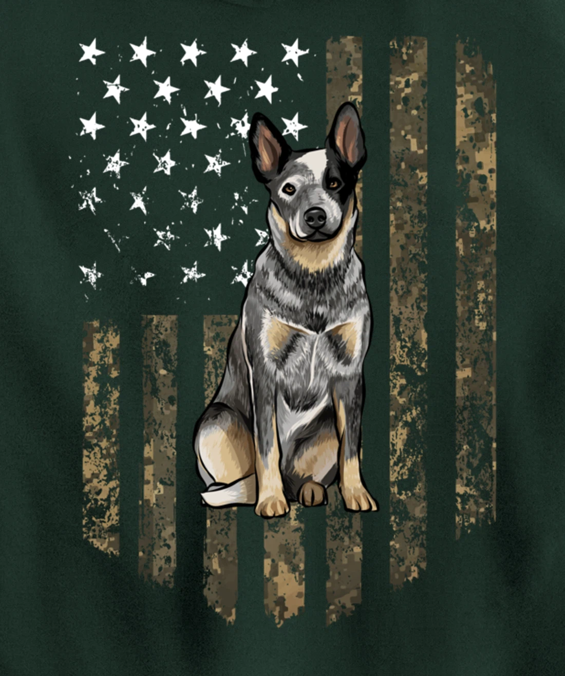 Camo American Flag Australian Cattle Dog 4th Of July USA Pullover Hoodie
