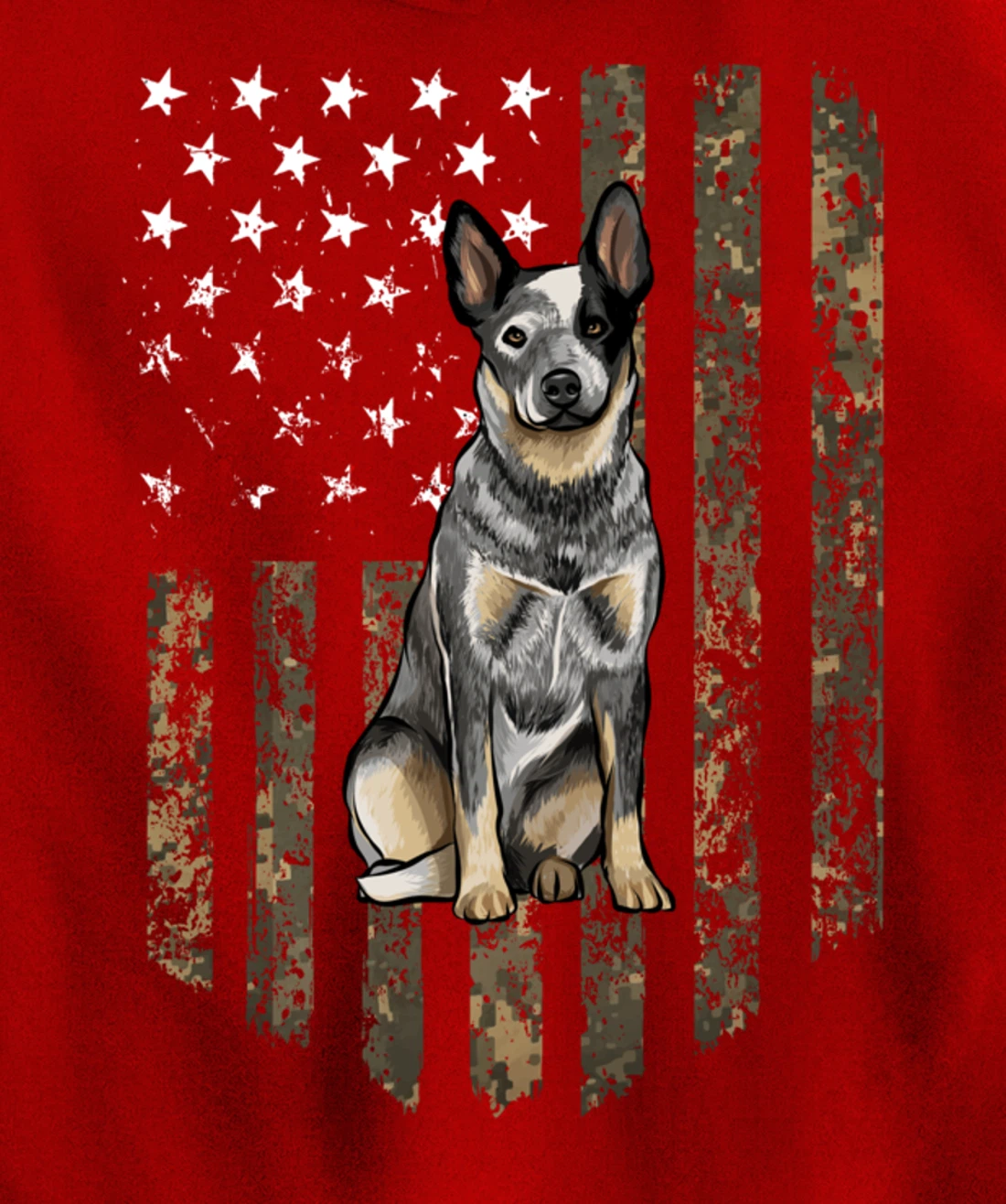Camo American Flag Australian Cattle Dog 4th Of July USA Pullover Hoodie