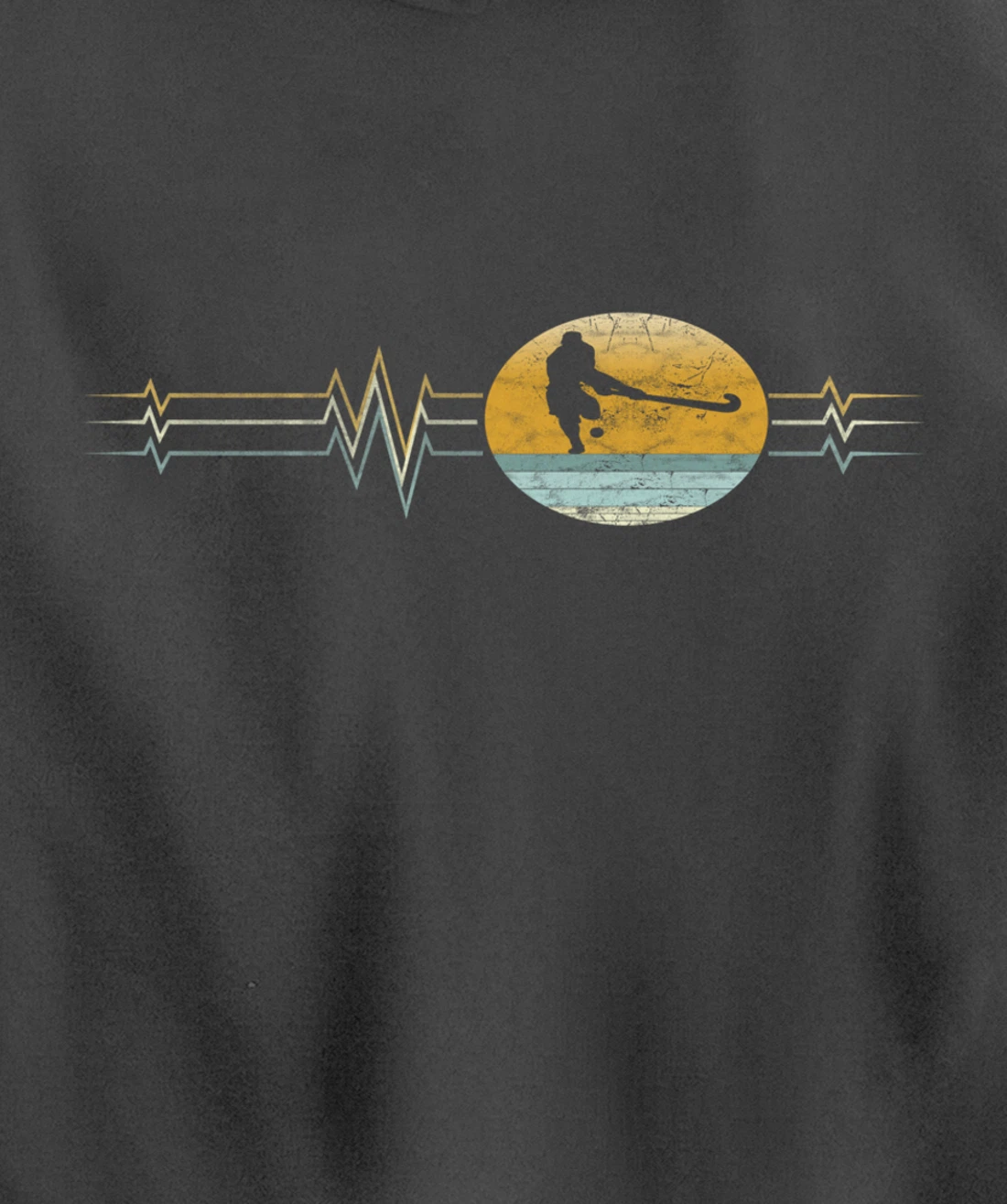 Retro Heartbeat Field hockey Sport Lifeline Vintage Gift Pullover Hoodie