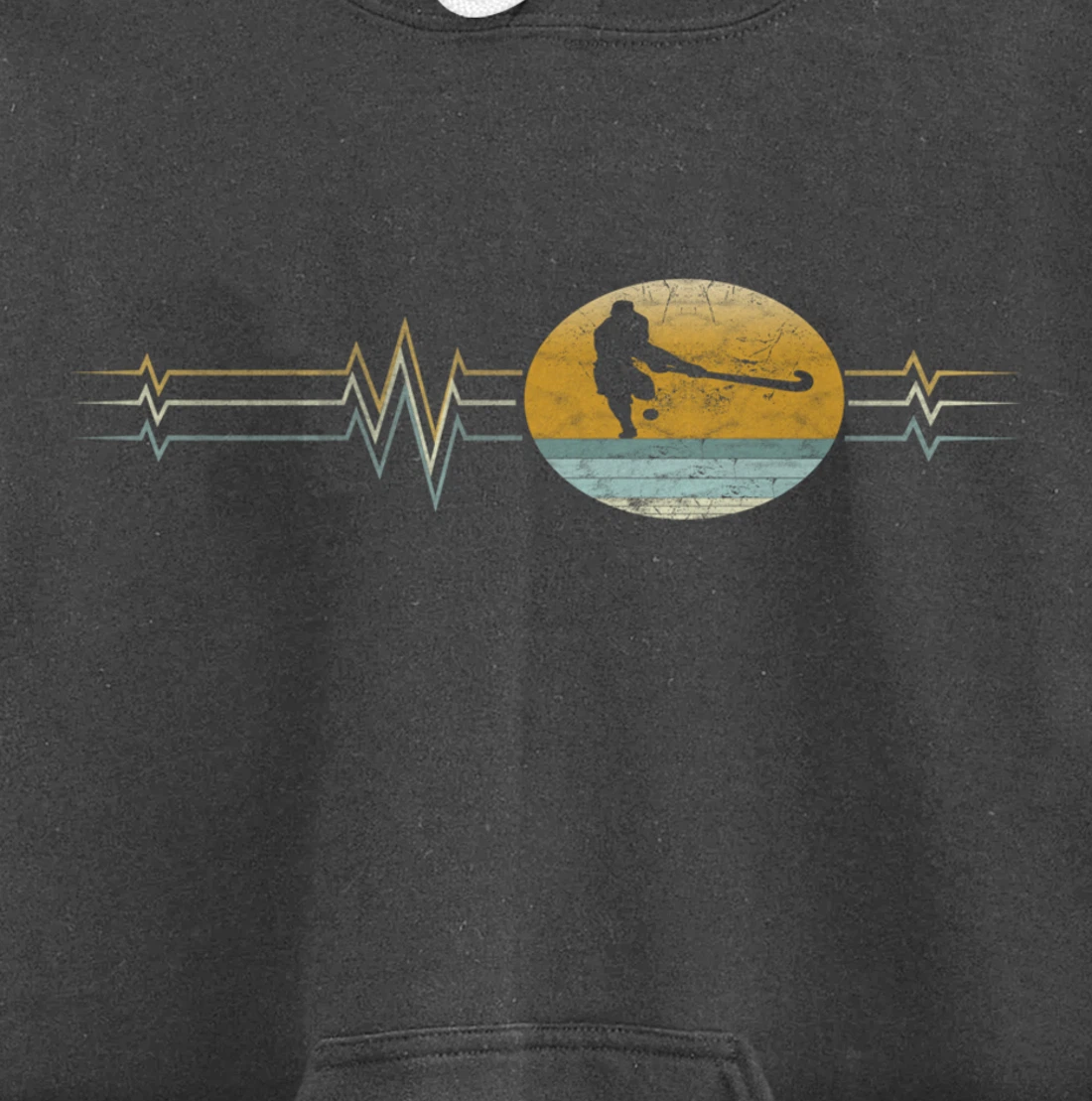 Retro Heartbeat Field hockey Sport Lifeline Vintage Gift Pullover Hoodie