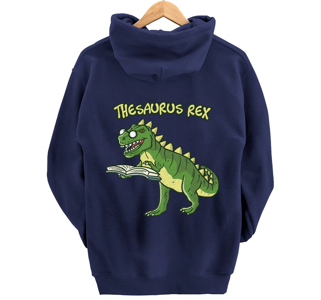 Thesaurus T-Rex Dinosaur Nerd Geek Student Book Reading Gift Pullover Hoodie