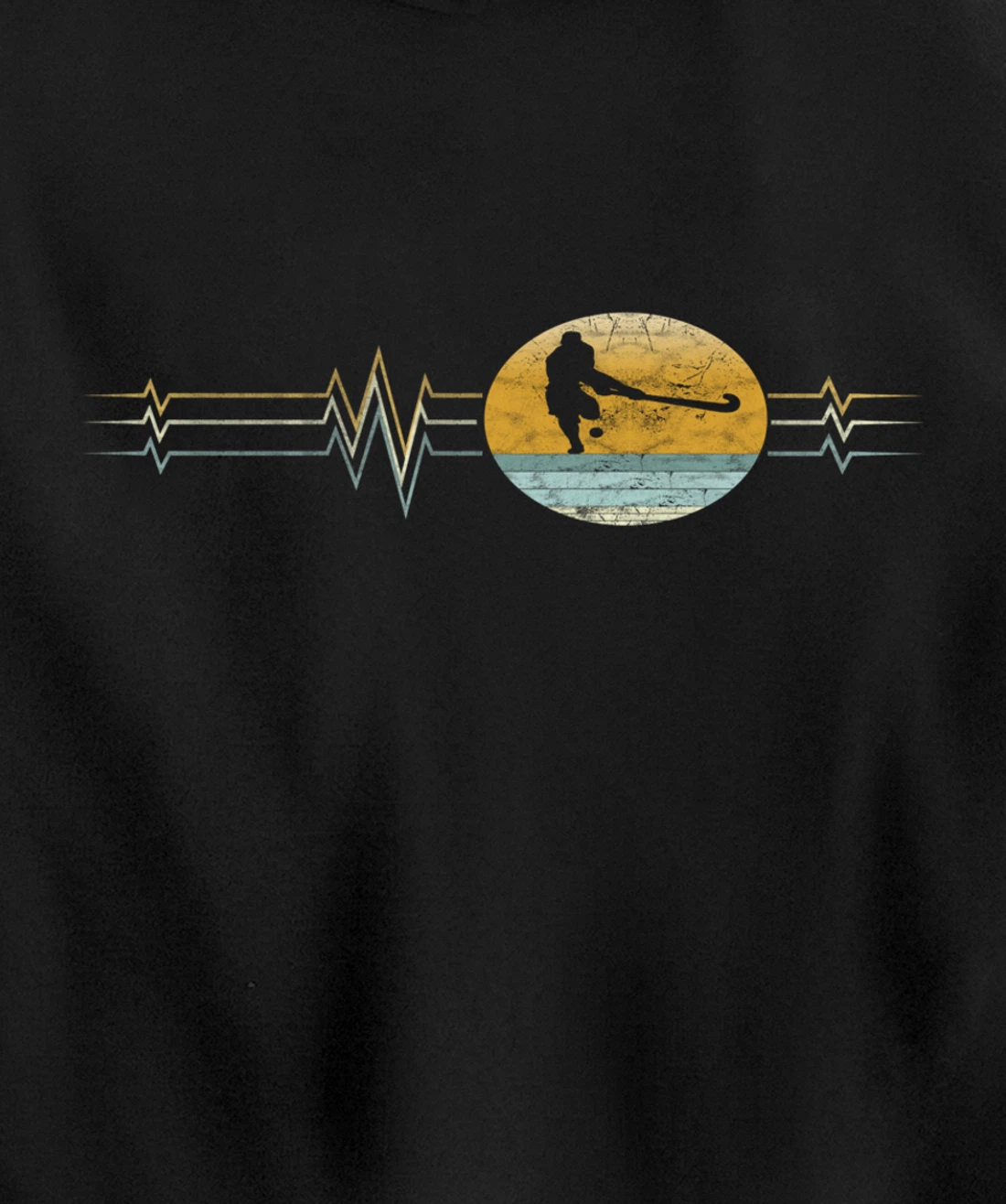 Retro Heartbeat Field hockey Sport Lifeline Vintage Gift Pullover Hoodie