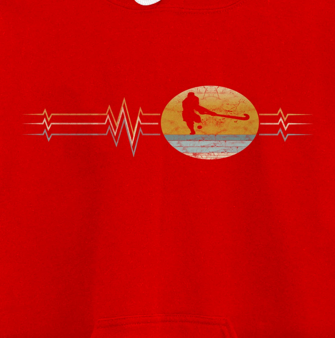 Retro Heartbeat Field hockey Sport Lifeline Vintage Gift Pullover Hoodie