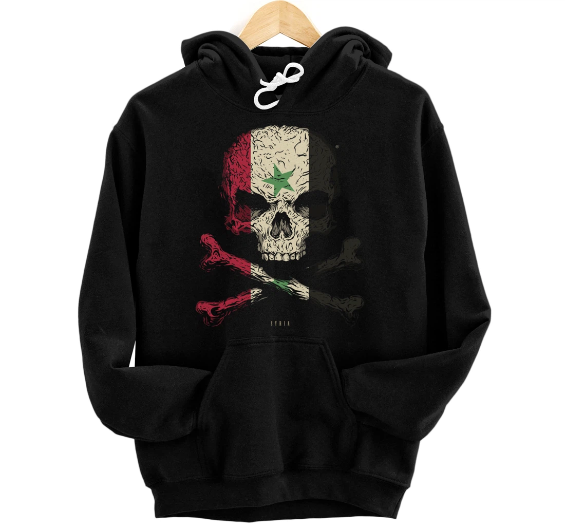 SKULL CROSSBONES SYRIA Flag Skeleton Syrian Heart Pullover Hoodie