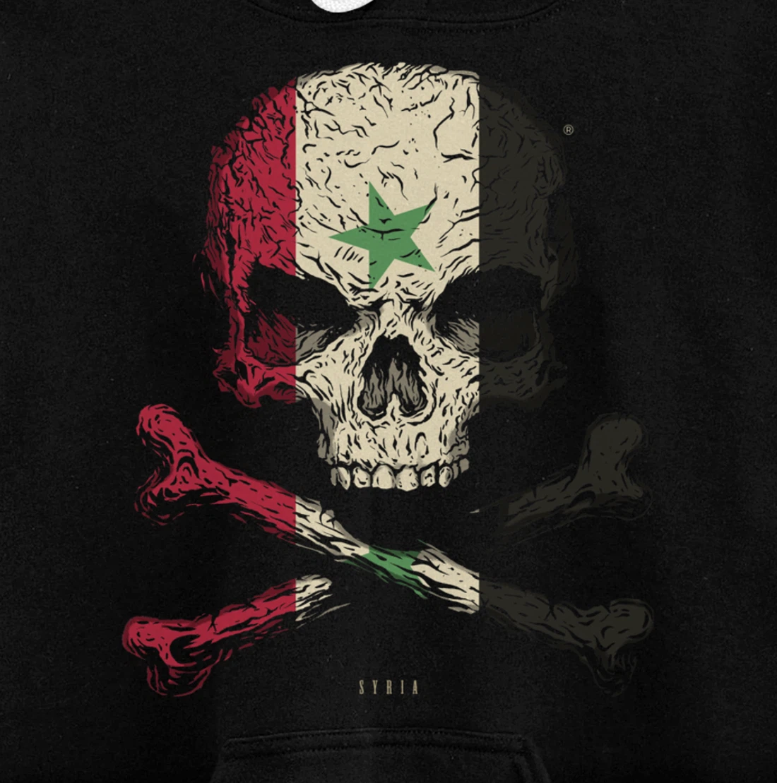 SKULL CROSSBONES SYRIA Flag Skeleton Syrian Heart Pullover Hoodie