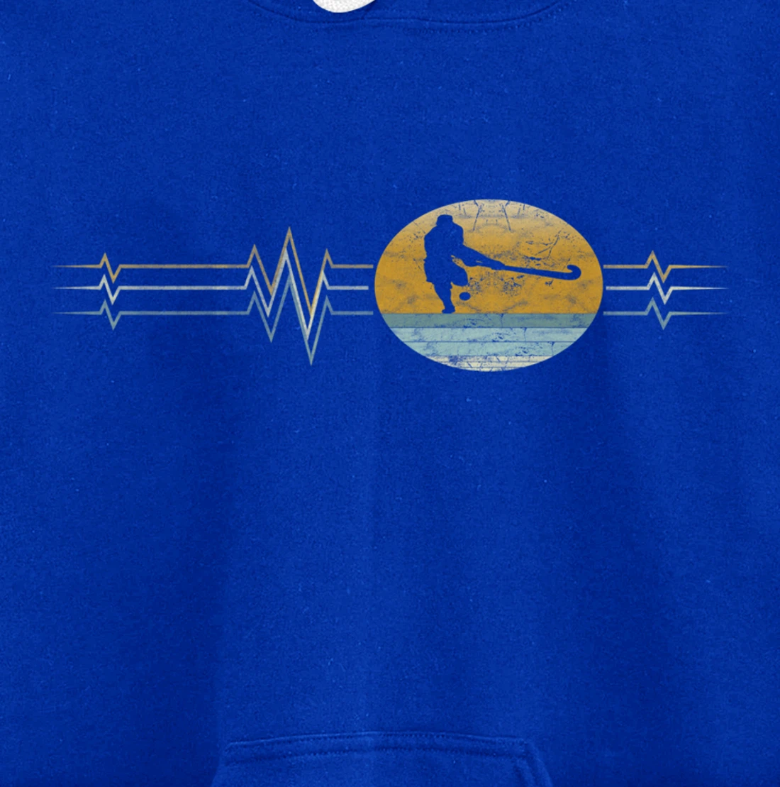 Retro Heartbeat Field hockey Sport Lifeline Vintage Gift Pullover Hoodie