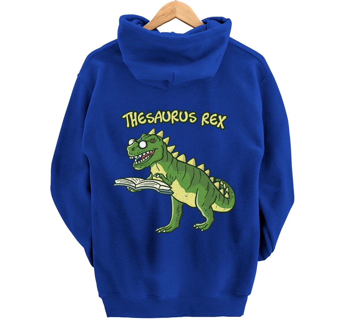 Thesaurus T-Rex Dinosaur Nerd Geek Student Book Reading Gift Pullover Hoodie