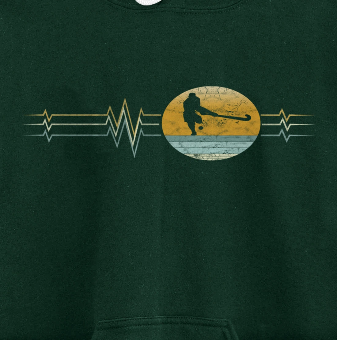 Retro Heartbeat Field hockey Sport Lifeline Vintage Gift Pullover Hoodie