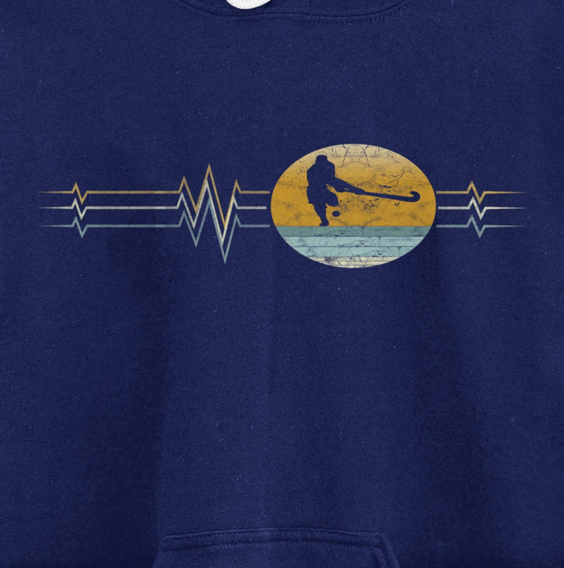 Retro Heartbeat Field hockey Sport Lifeline Vintage Gift Pullover Hoodie