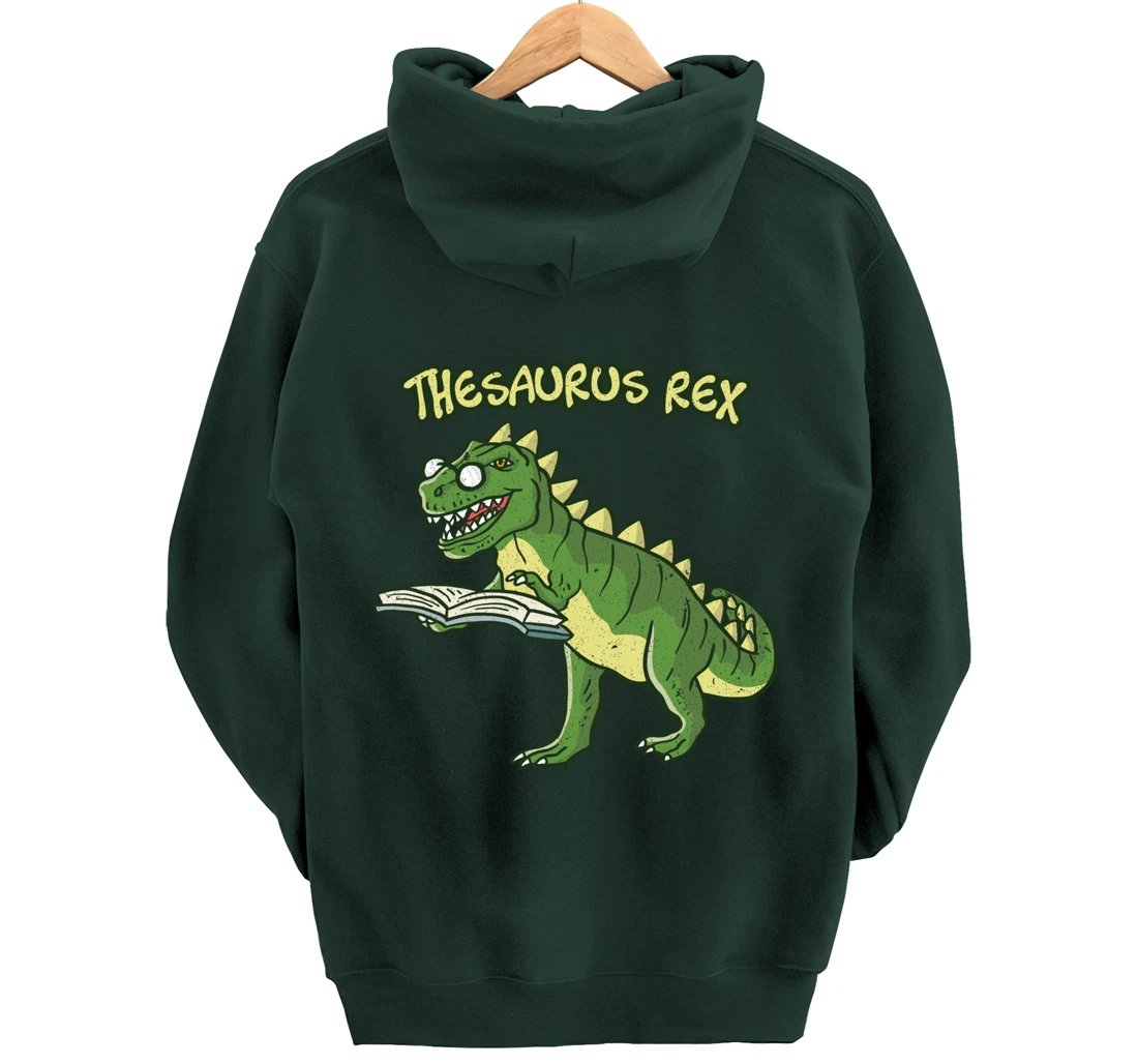 Thesaurus T-Rex Dinosaur Nerd Geek Student Book Reading Gift Pullover Hoodie