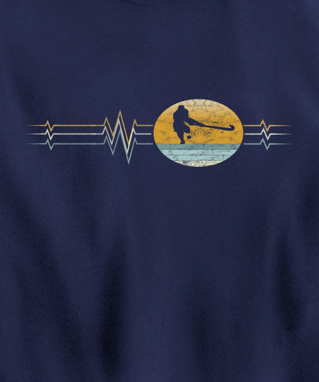 Retro Heartbeat Field hockey Sport Lifeline Vintage Gift Pullover Hoodie