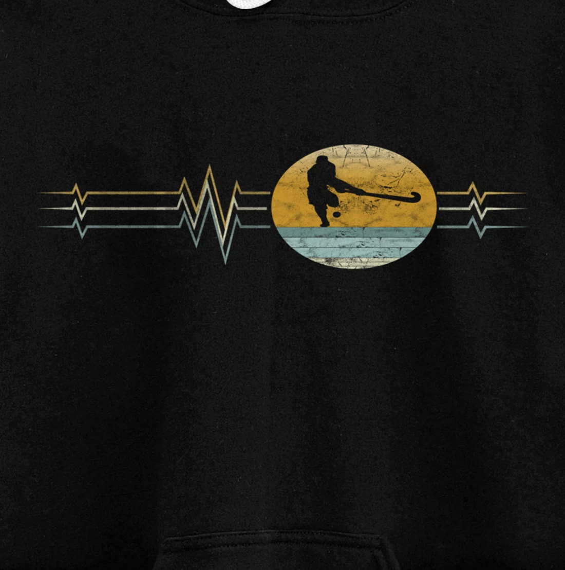 Retro Heartbeat Field hockey Sport Lifeline Vintage Gift Pullover Hoodie