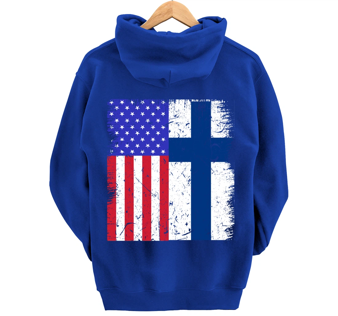 Finland American Finnish Flag USA American Immigrant Pride Pullover Hoodie