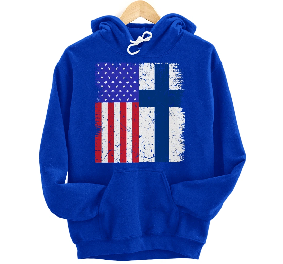 Finland American Finnish Flag USA American Immigrant Pride Pullover Hoodie