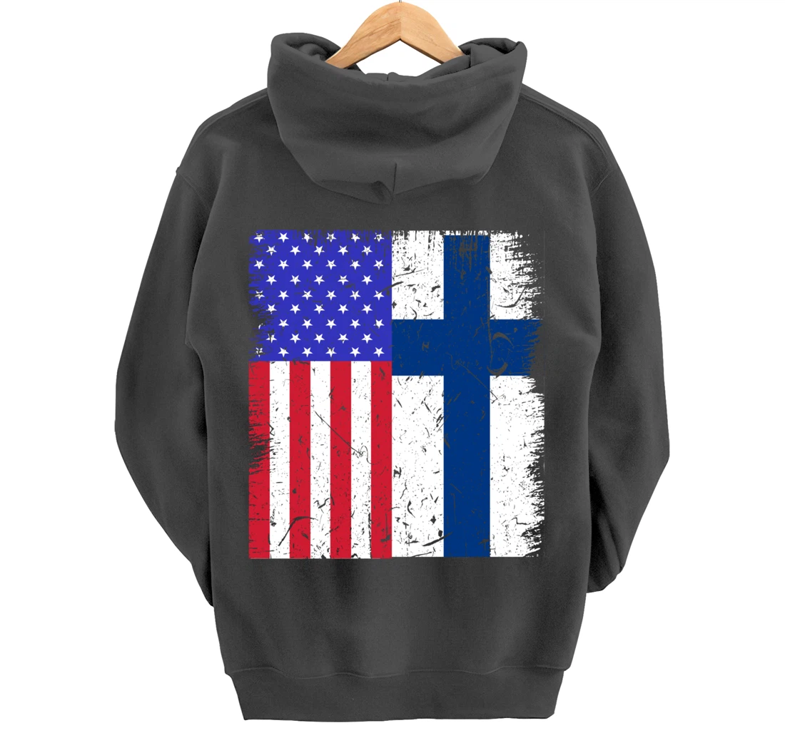 Finland American Finnish Flag USA American Immigrant Pride Pullover Hoodie