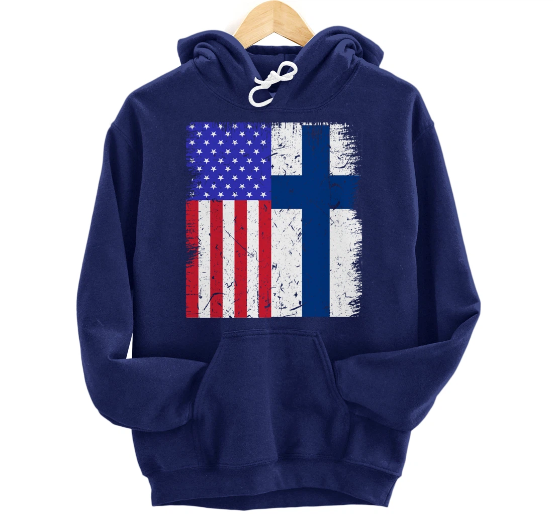 Finland American Finnish Flag USA American Immigrant Pride Pullover Hoodie