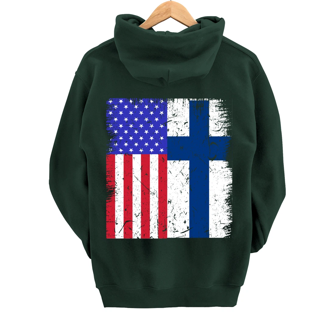 Finland American Finnish Flag USA American Immigrant Pride Pullover Hoodie