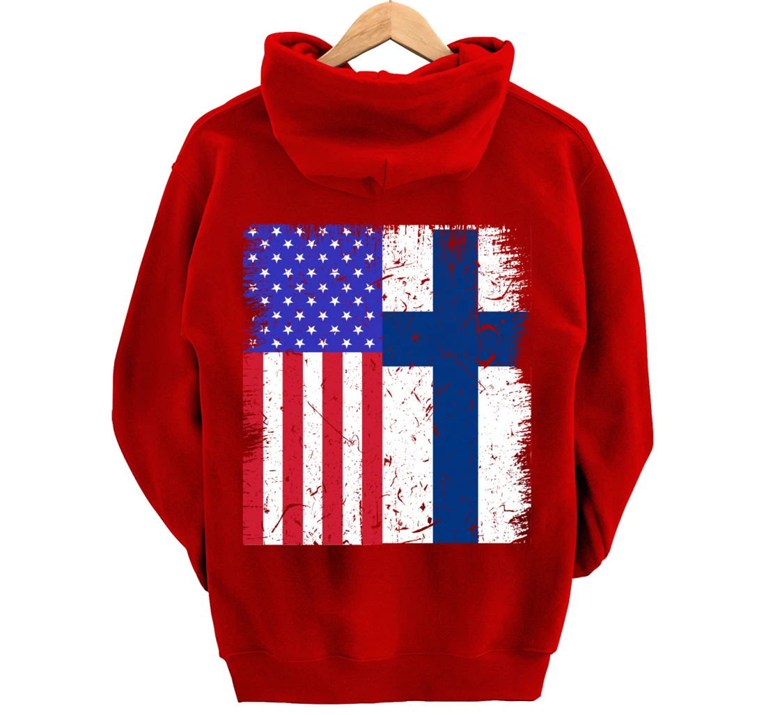 Finland American Finnish Flag USA American Immigrant Pride Pullover Hoodie