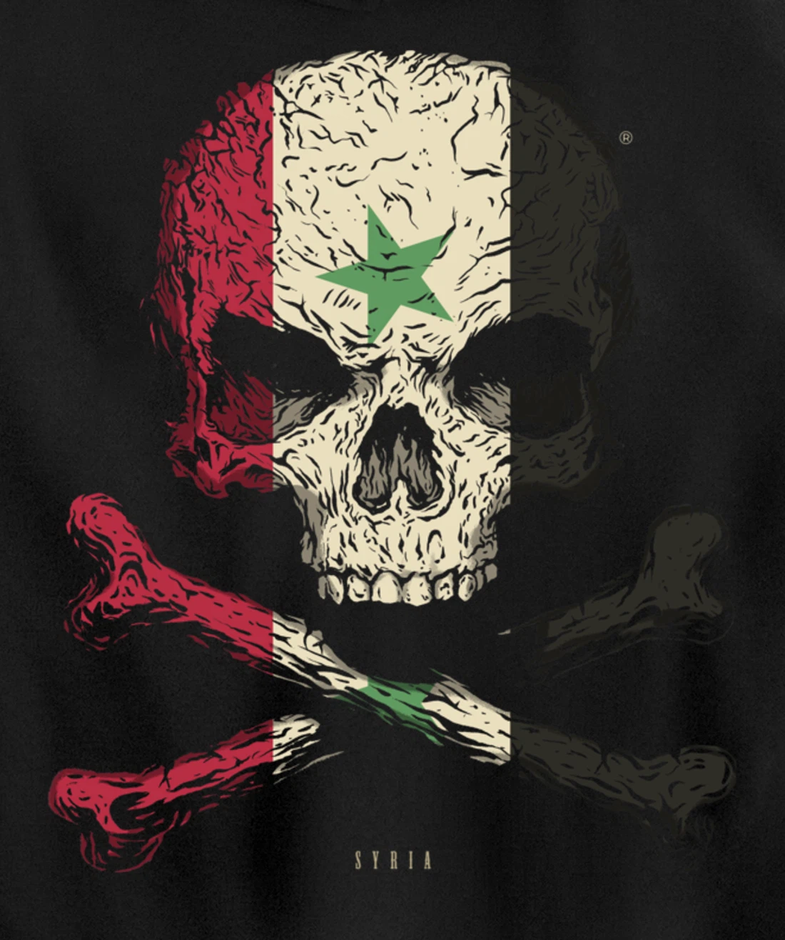 SKULL CROSSBONES SYRIA Flag Skeleton Syrian Heart Pullover Hoodie