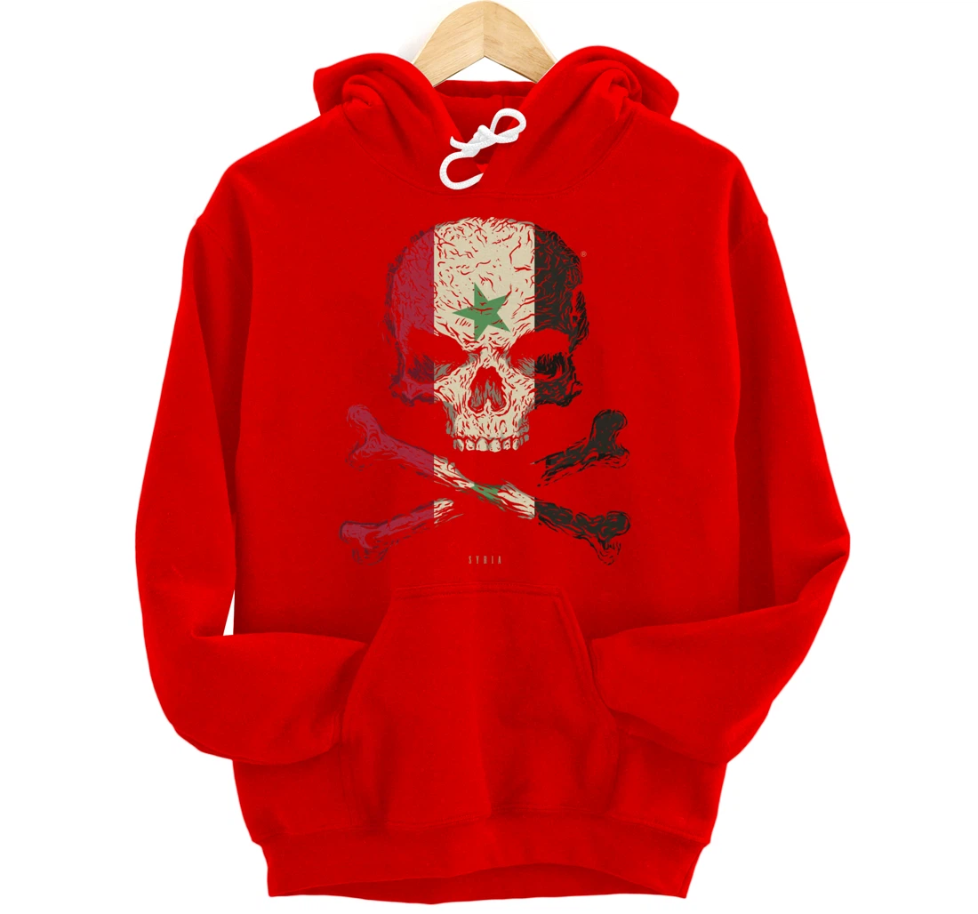 SKULL CROSSBONES SYRIA Flag Skeleton Syrian Heart Pullover Hoodie