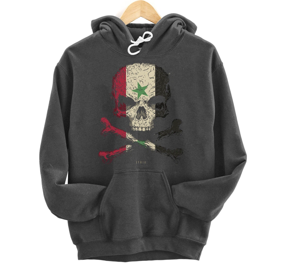 SKULL CROSSBONES SYRIA Flag Skeleton Syrian Heart Pullover Hoodie