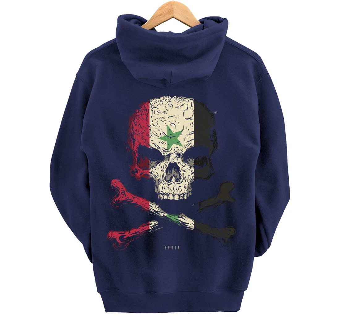 SKULL CROSSBONES SYRIA Flag Skeleton Syrian Heart Pullover Hoodie