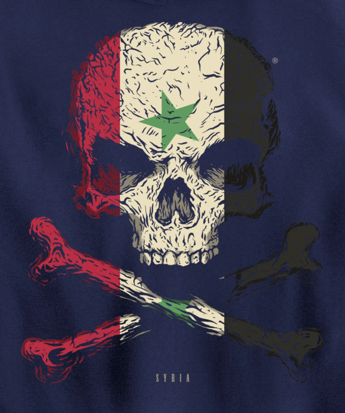 SKULL CROSSBONES SYRIA Flag Skeleton Syrian Heart Pullover Hoodie