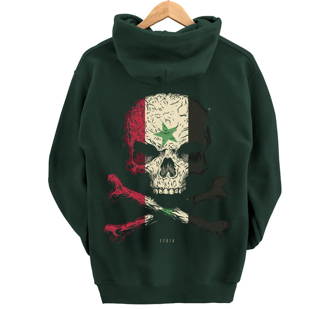 SKULL CROSSBONES SYRIA Flag Skeleton Syrian Heart Pullover Hoodie