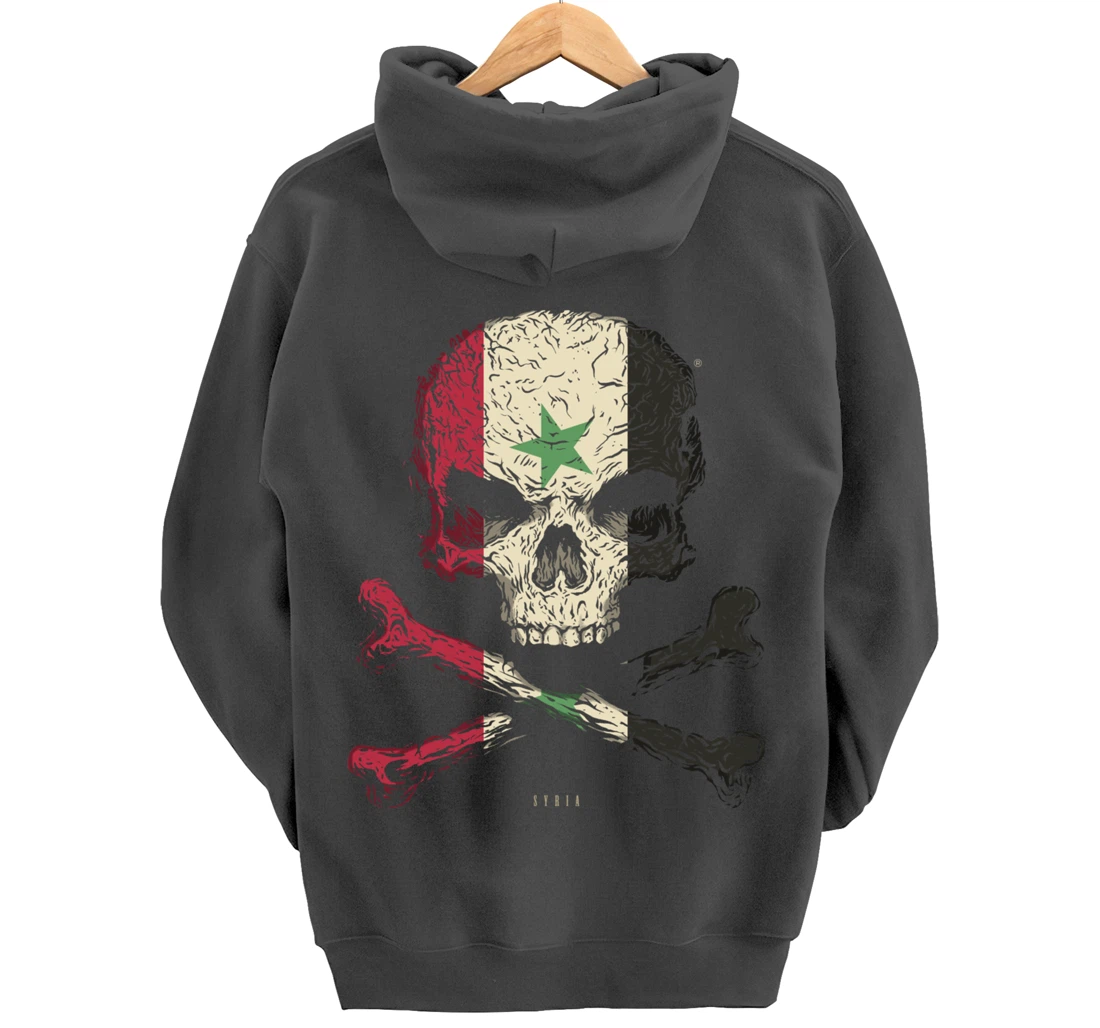 SKULL CROSSBONES SYRIA Flag Skeleton Syrian Heart Pullover Hoodie