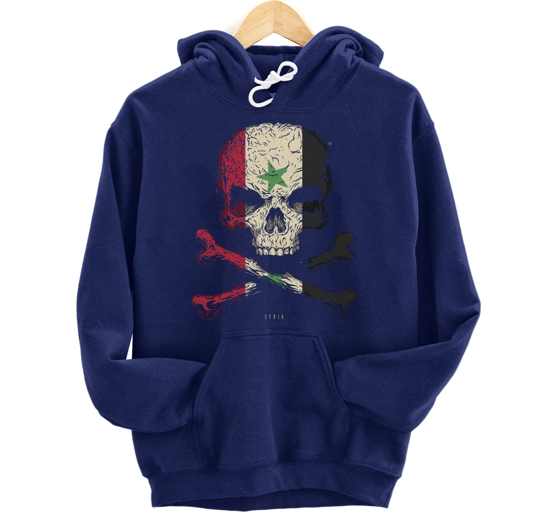 SKULL CROSSBONES SYRIA Flag Skeleton Syrian Heart Pullover Hoodie