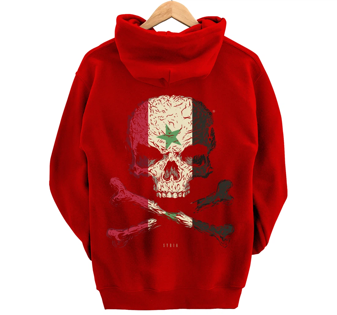 SKULL CROSSBONES SYRIA Flag Skeleton Syrian Heart Pullover Hoodie