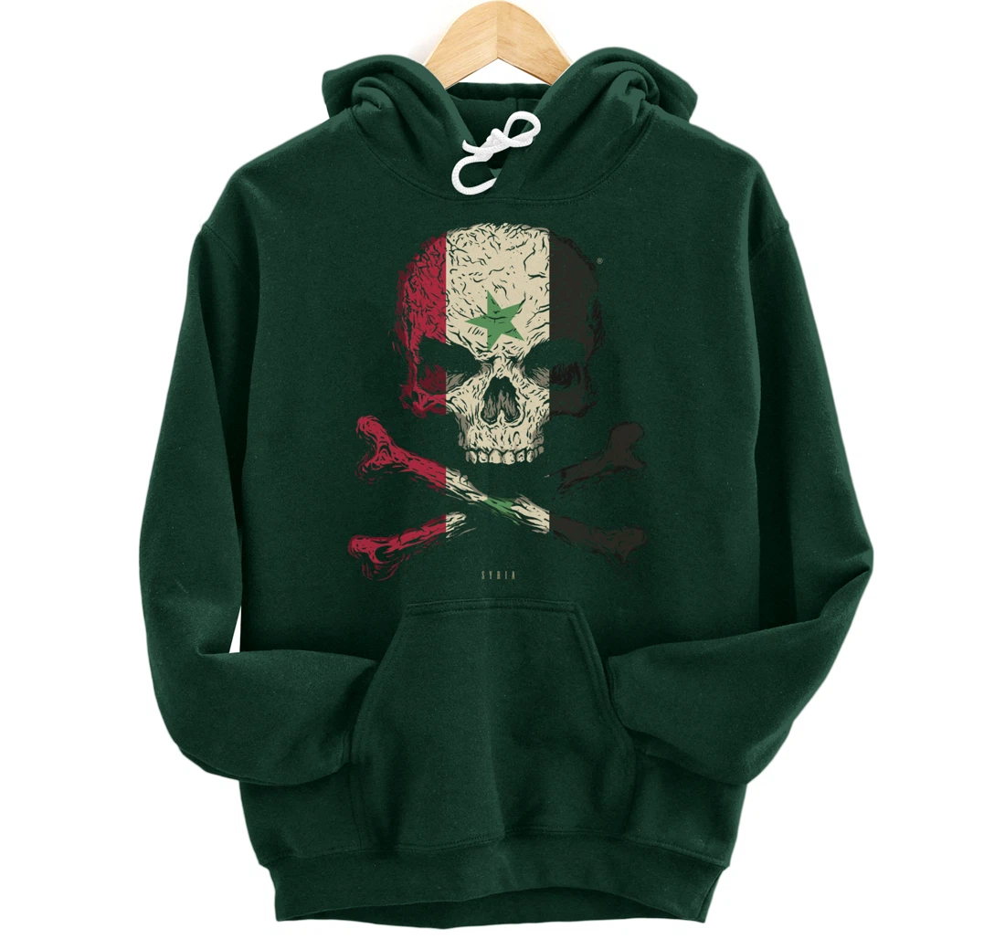 SKULL CROSSBONES SYRIA Flag Skeleton Syrian Heart Pullover Hoodie