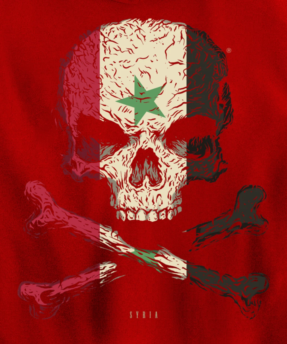 SKULL CROSSBONES SYRIA Flag Skeleton Syrian Heart Pullover Hoodie