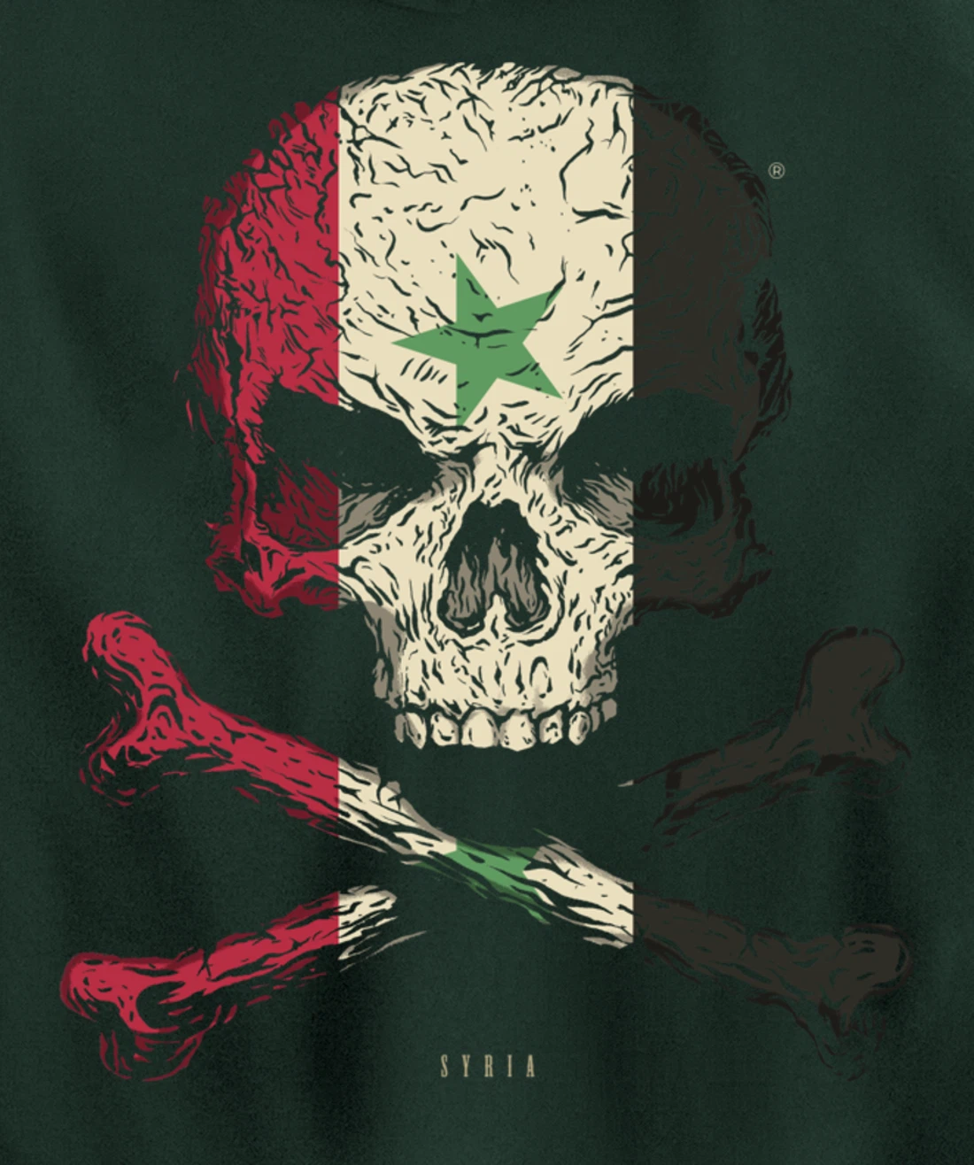 SKULL CROSSBONES SYRIA Flag Skeleton Syrian Heart Pullover Hoodie