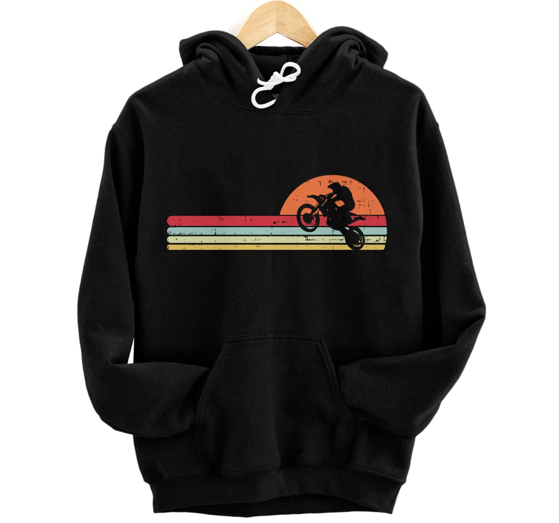 Dirt Bike Motocross Sunset Retro Track Racing Riding Gift Pullover Hoodie