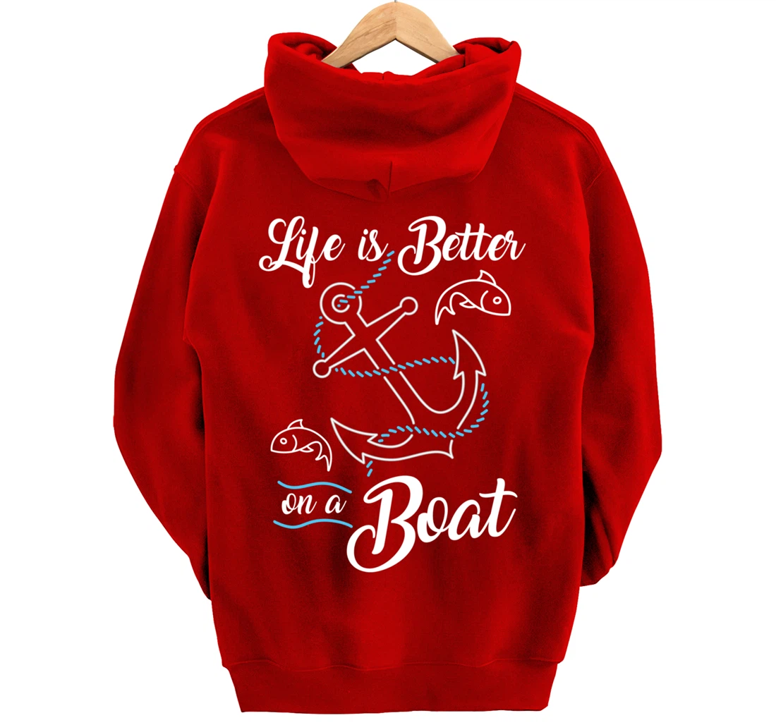 Vintage Life is Better on A Boat Gift design Sailing Fishing Pullover Hoodie