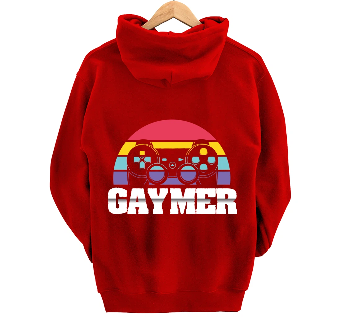 Gaymer Gay Gamer Rainbow Joystick Video Gaming Lover LGBT Pullover Hoodie